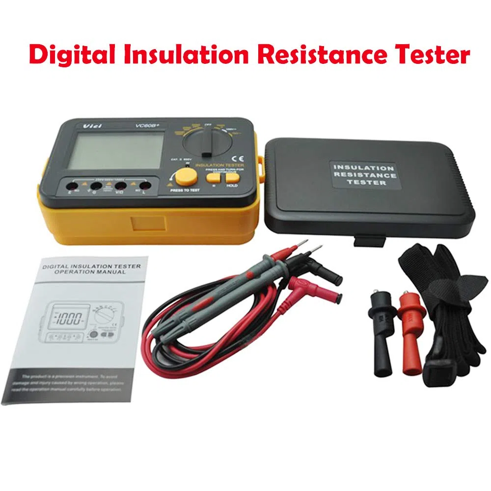 VCB60+ Megger Megohm 1000V 0.1~2000MΩ Digitaler Isolationswiderstandstester (schwarz + orange)