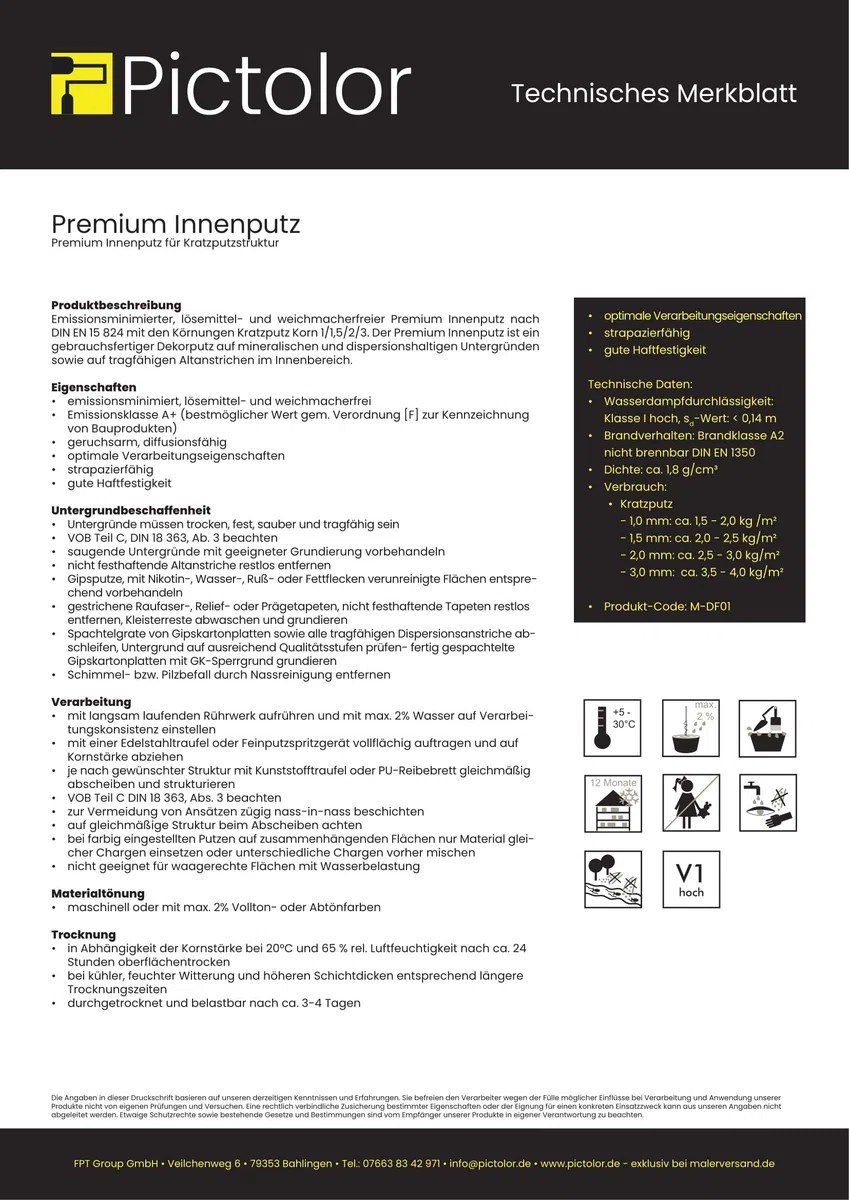 Pictolor Premium-Innenputz 25kg Körnung: 1mm