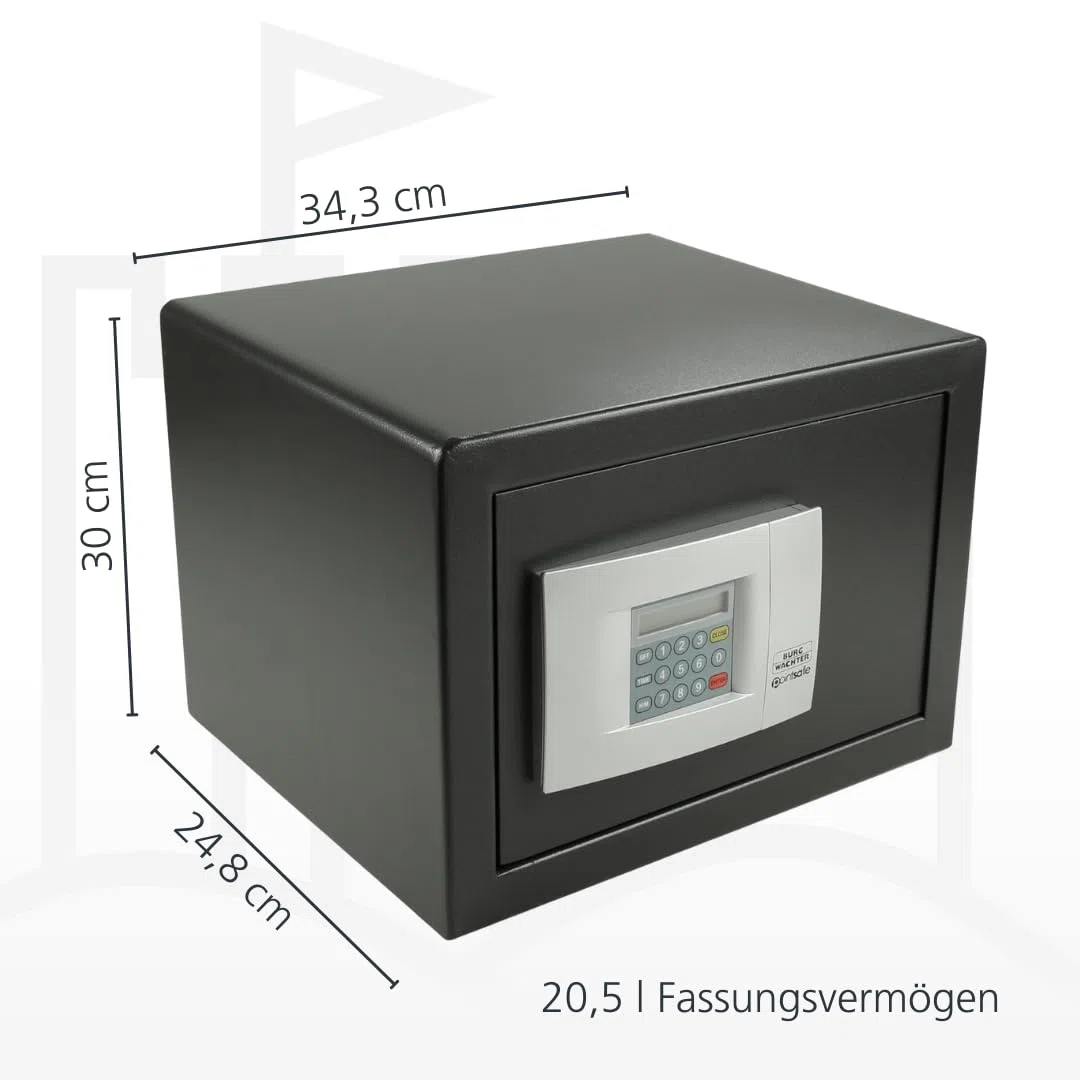 BURG-WÄCHTER Möbeltresor mit elektronischem Zahlenschloss, inkl. Fachboden, Doppelwandige Tür, 20,5 l, 14,5 kg, Point-Safe P 2 E, Schwarz