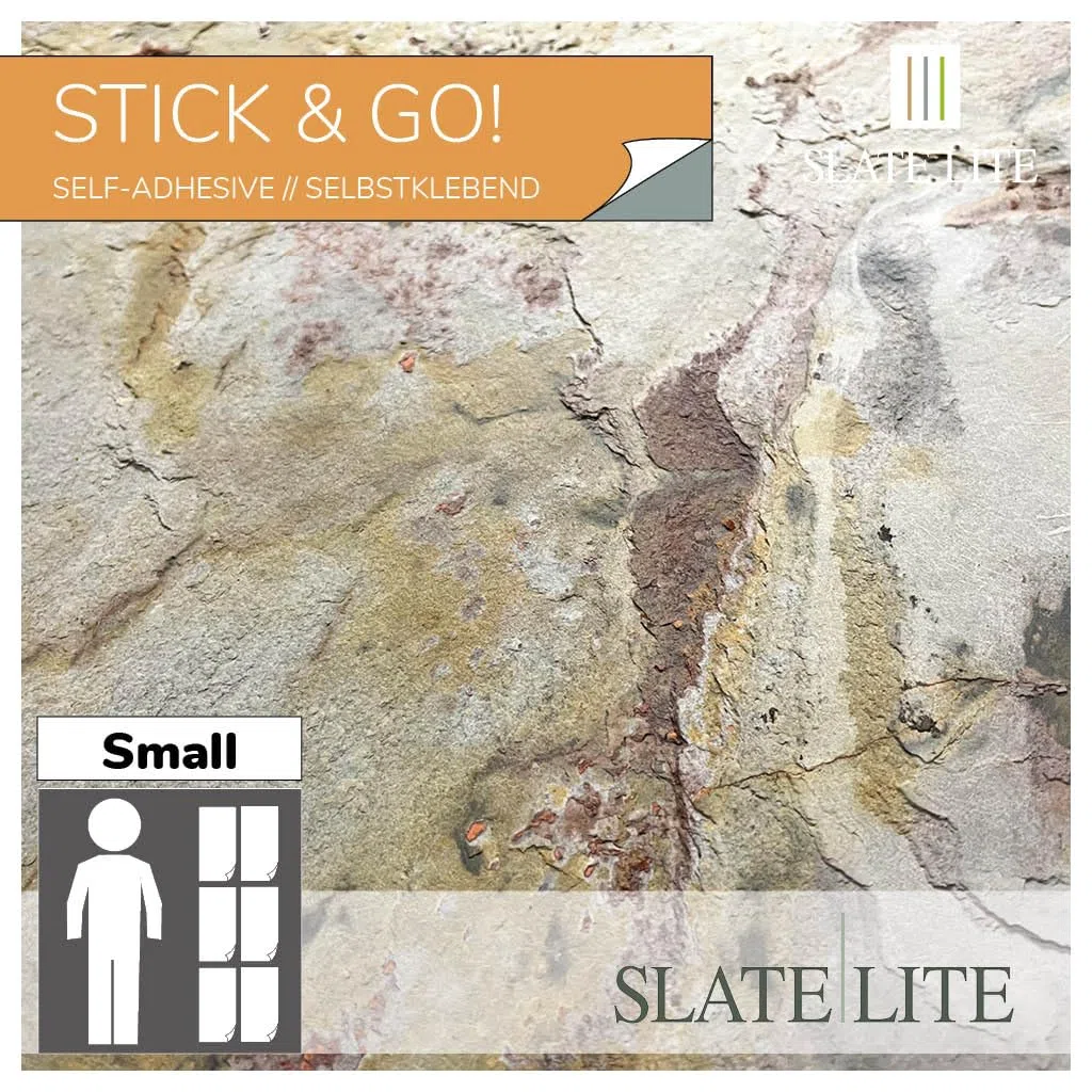 Slate-Lite Stick & Go Steinfurnierfliesen, 30 x 60 cm, 6 Stück, Natursteinoberfläche, einfache Installation, mehrere Farboptionen (fallende Blätter)