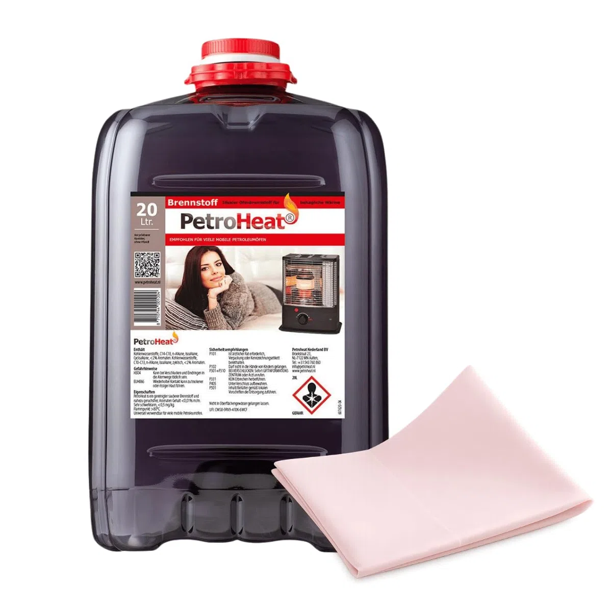Petroleum 20l geruchsarm für Petroleumofen Heizofen Heizer Lampen Öllampe Heizgeräte Kamin Dochtbrenner Camping Werkstatt inkl. Reinigungstuch