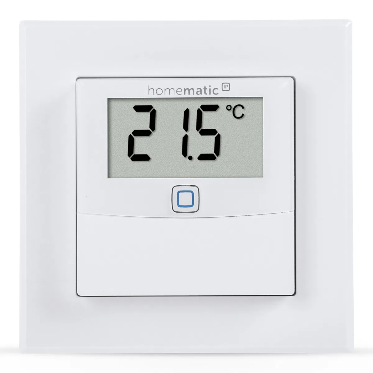 Homematic IP Temperatur- und Luftfeuchtigkeitssensor mit Display – innen, Smart Home, steuert Heizkörper/Fußbodenheizung per App, Alexa, Google Home, Temperaturmessung, Energie sparen, 150180A0