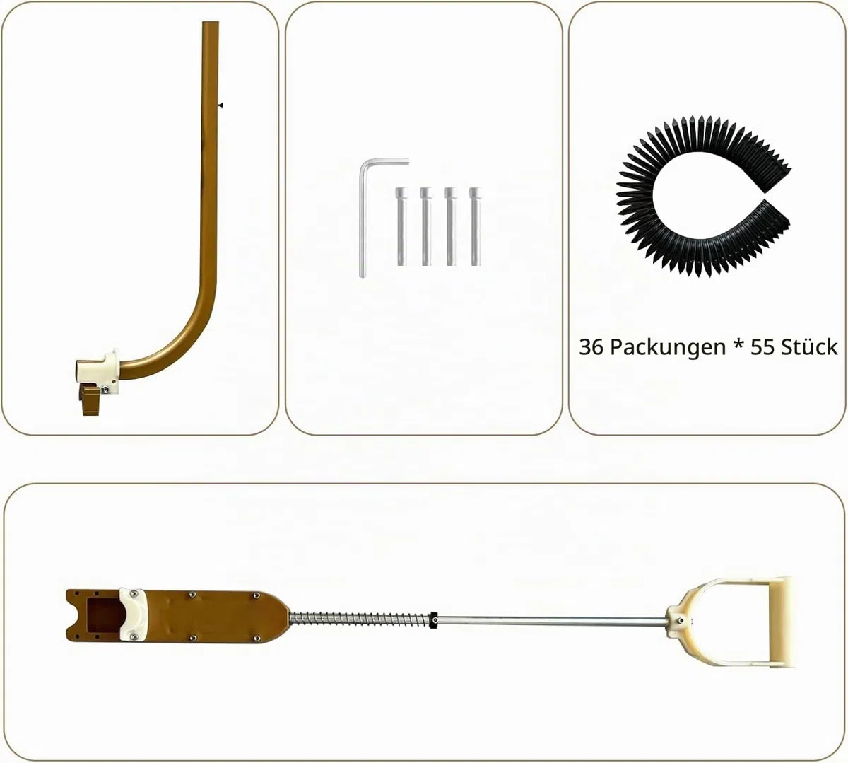 Tacker für Fußbodenheizung, mit 1980 Stück Klammern, Einhand-Bedienung, Rohr Tackerpistole für Fußbodenheizungsrohre, geeignet für 25 mm & 50 mm Dämmplatten, inkl. 42 mm Klammern