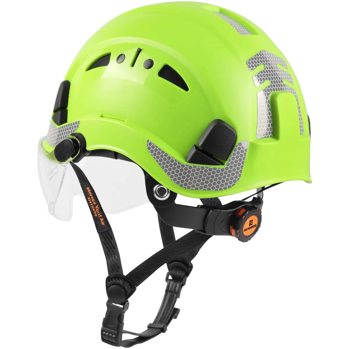 HEARMOR bauhelm mit Visier bauhelme Erwachsene ABS schutzhelm Bergsteiger Helm arbeitshelm Herren EN397 und EN12492 Stoßdämpfung Eindringfestigkeit Angefügt Visiere in transparent oder Smoke