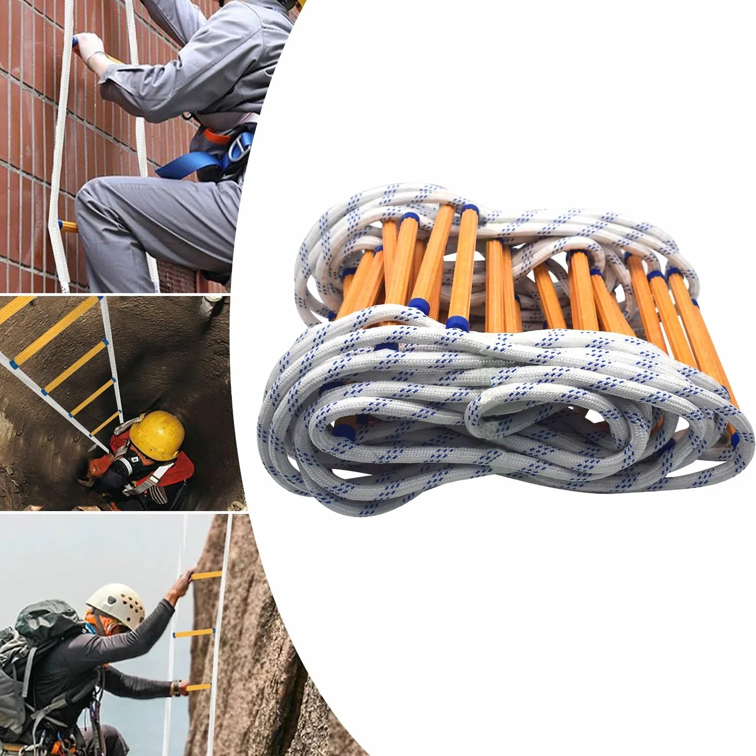 Strickleiter Rettungsleiter,10 Mstrickleiter,Flammhemmende Feuerwehrleiter Für Den Einsatz Im Notfall,Tragbar Für Notfälle,Für 3-5-Stöckige Häuser,Balkone Und Geländer,Von Bis Zu 200 Kg.
