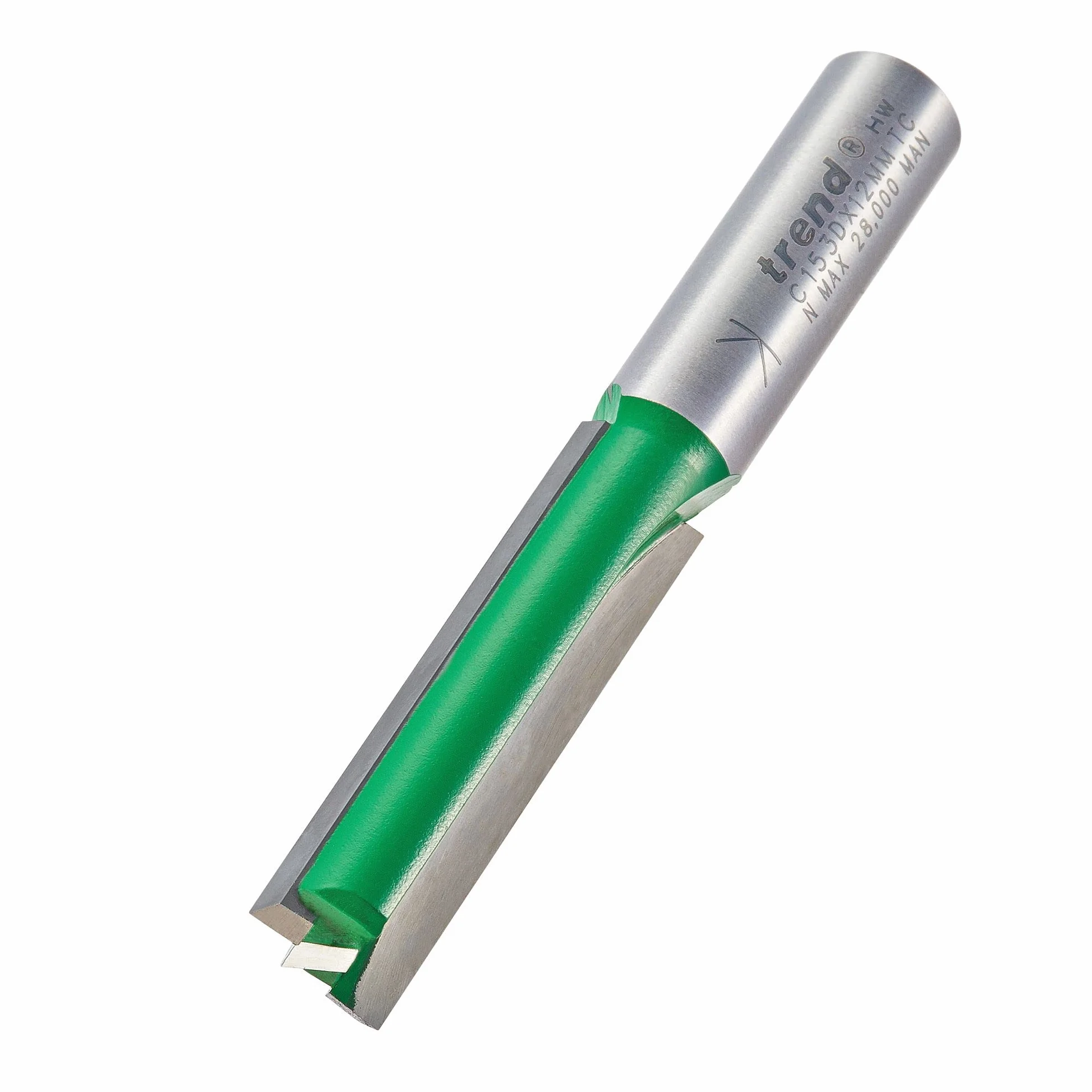 Trend CraftPro Zweischneidiger Spiralnutfräser, 12 mm Schaft, 12,7 mm Schnittdurchmesser & 50 mm Schnittlänge, Hartmetallbestückt, C153DX12MMTC