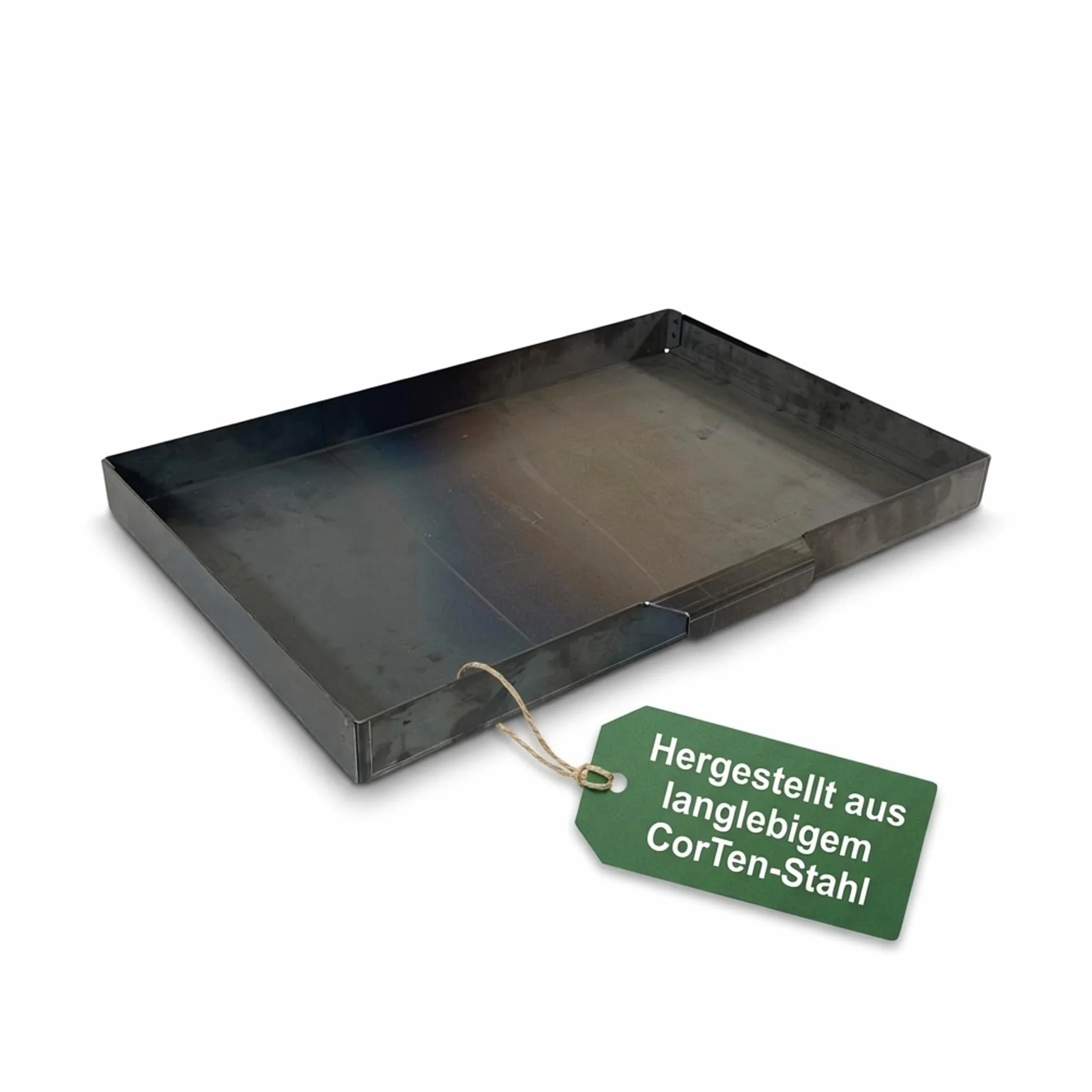 EWH Aschekasten für Grill aus CorTen Stahl im Edelrostoptik (49 x 34 cm) Aschebehälter/Aschewanne Aussengrill Aussenkamin