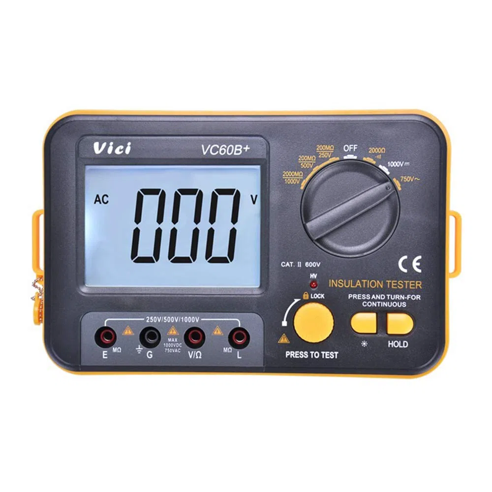 VCB60+ Megger Megohm 1000V 0.1~2000MΩ Digitaler Isolationswiderstandstester (schwarz + orange)