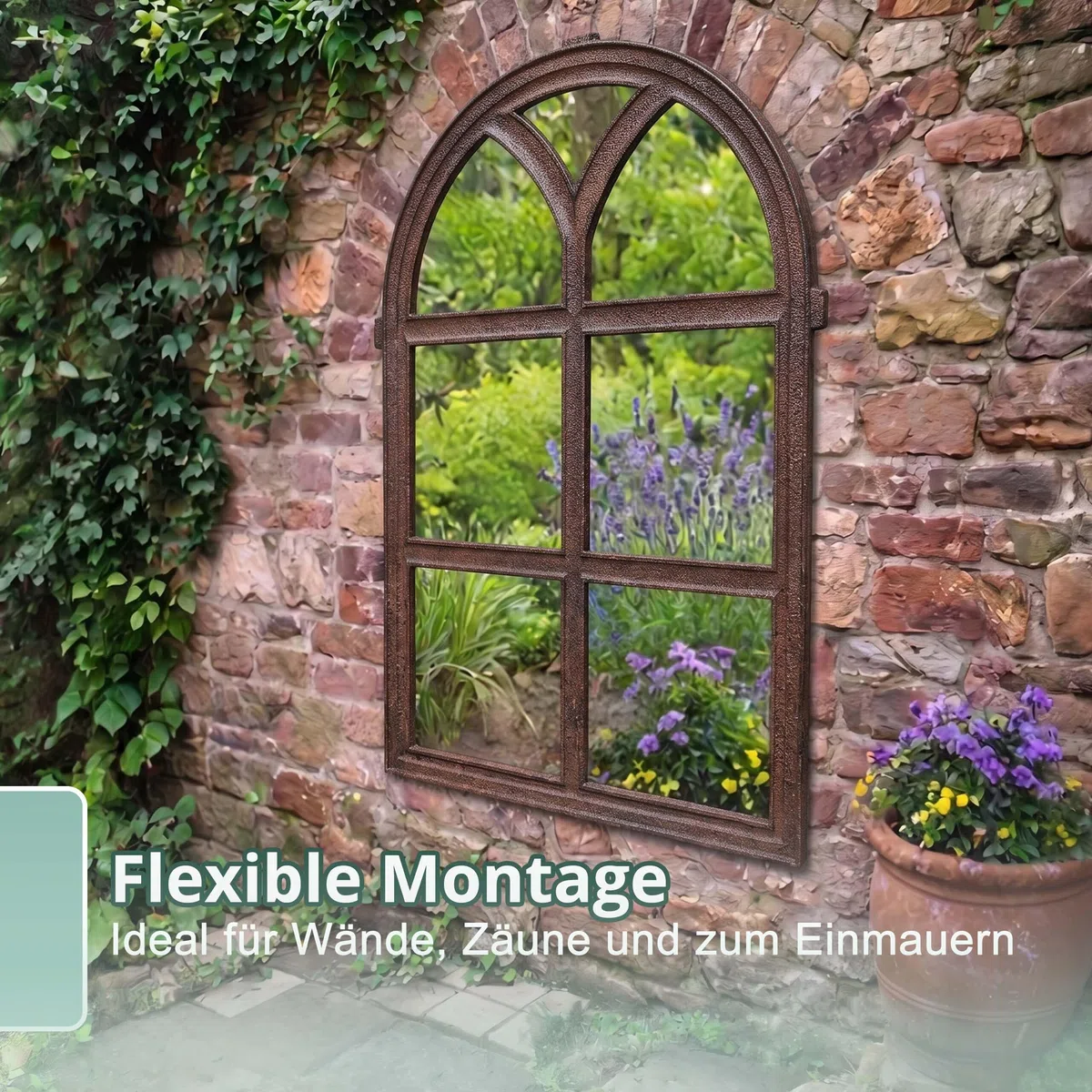 Relaxdays Stallfenster Gusseisen, Vintage Fensterrahmen, Wanddeko & rustikale Rankhilfe, HB: 68 x 44 cm, antik, braun