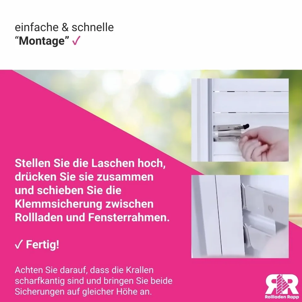 Effektive Rollladen Klemmsicherung - für Rollladen Einbruchsicherung - Kein Bohren, einfach einstecken - Einbruchschutz - 10 Stück im Set [5x685330]