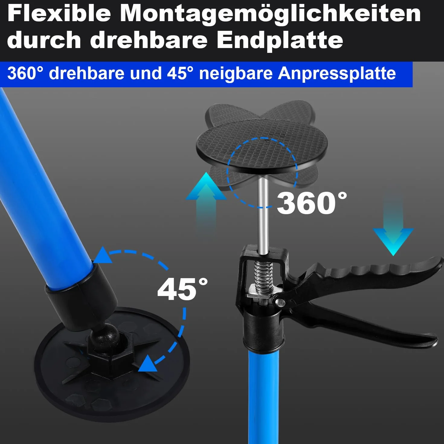 115–290 cm Montagestütze 4er Set Deckenstütze Teleskopstütze höhenverstellbar Einhandstütze bis 50 kg pro Stütze, Baustütze Montagehilfe für Trockenbau, Deckenmontage, Schrankinstallation
