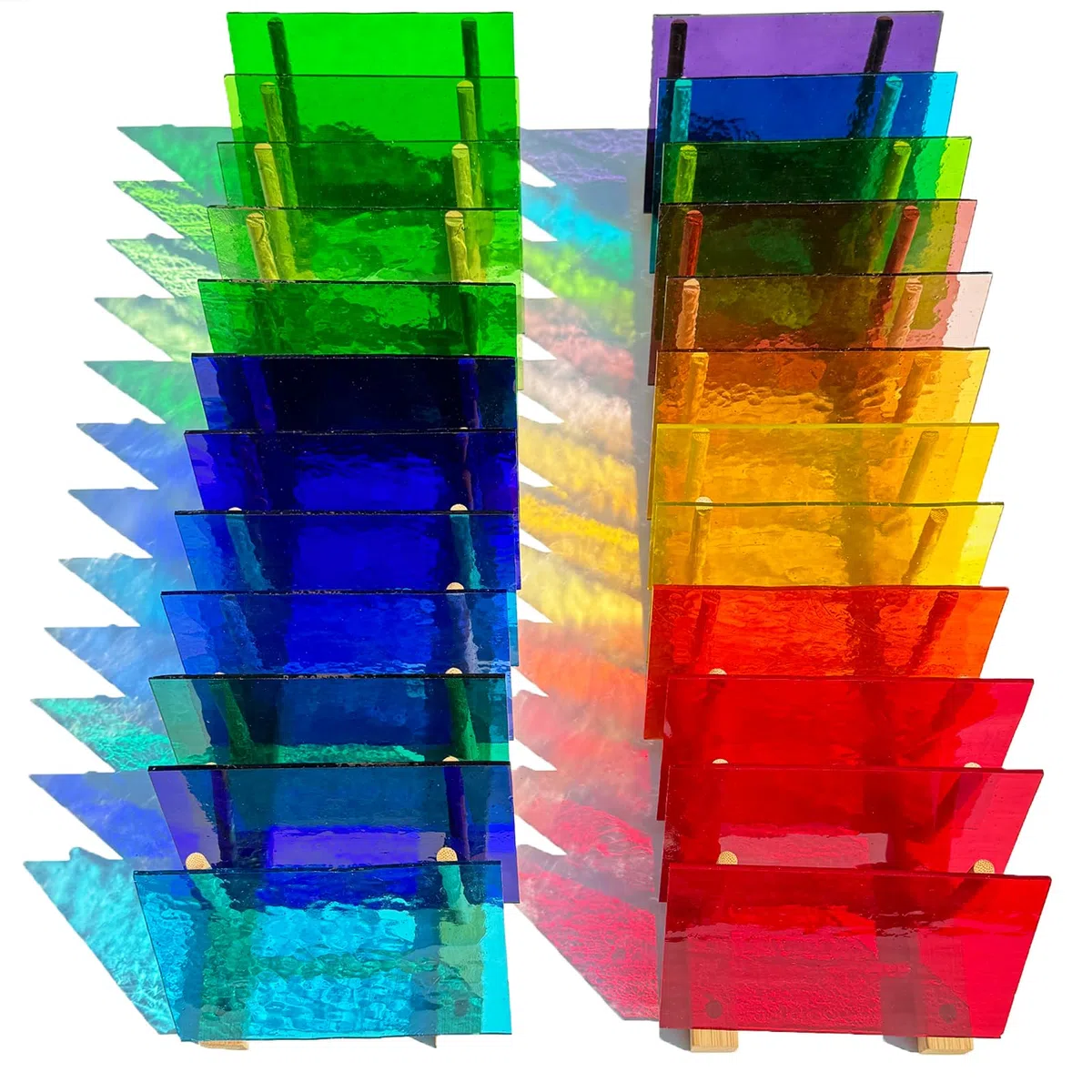 24 Bögen Regenbogen-transparente Buntglasscheibe, Vorteilspackung, 15,2 x 10,2 cm, Kathedralenkunst, Glasmosaikfliesen zum Basteln, Buntglaszubehör für Buntglas- oder Mosaikprojekte