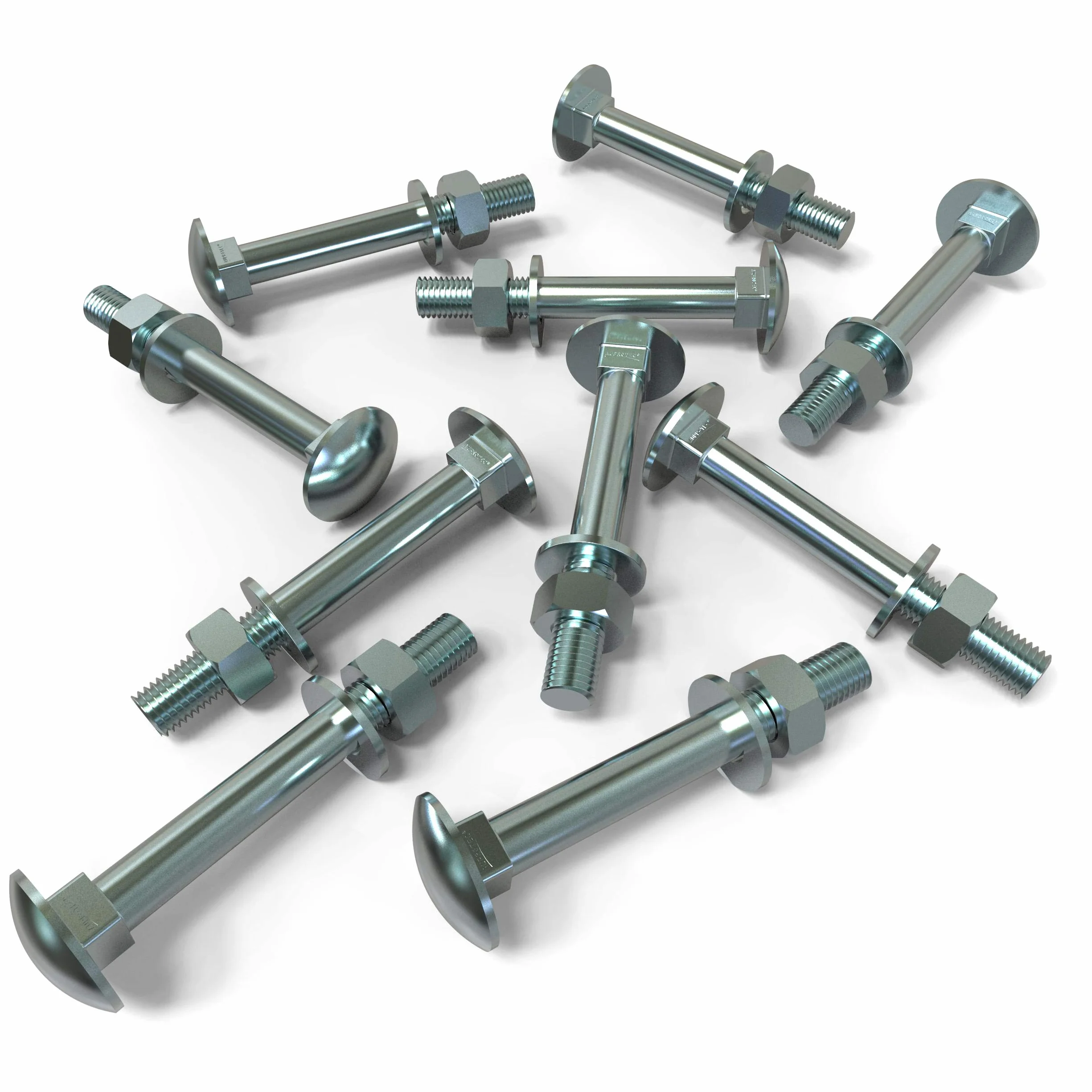 50 Stück Schlossschrauben M10 x 200 Flachrundkopfschrauben + Muttern und U-Scheiben Länge 30-200mm Auswahl: 50x M10x200