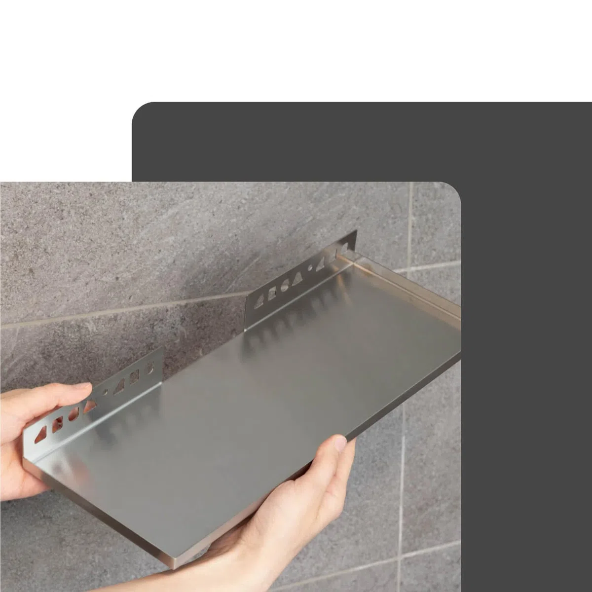 Befliesbare Duschablage Ecke 400mm x 150mm Silber Ablage zum Einfliesen, Edelstahl korrosionsbeständig, Bad Accessoires