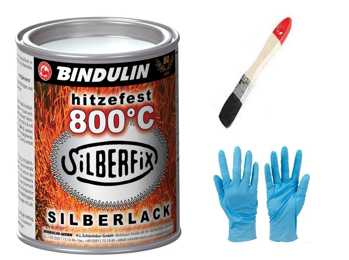 Silberfix 800°C 750 ml Dose Farbe: silber inkl.1 Pinsel zum Auftragen von E-Com24