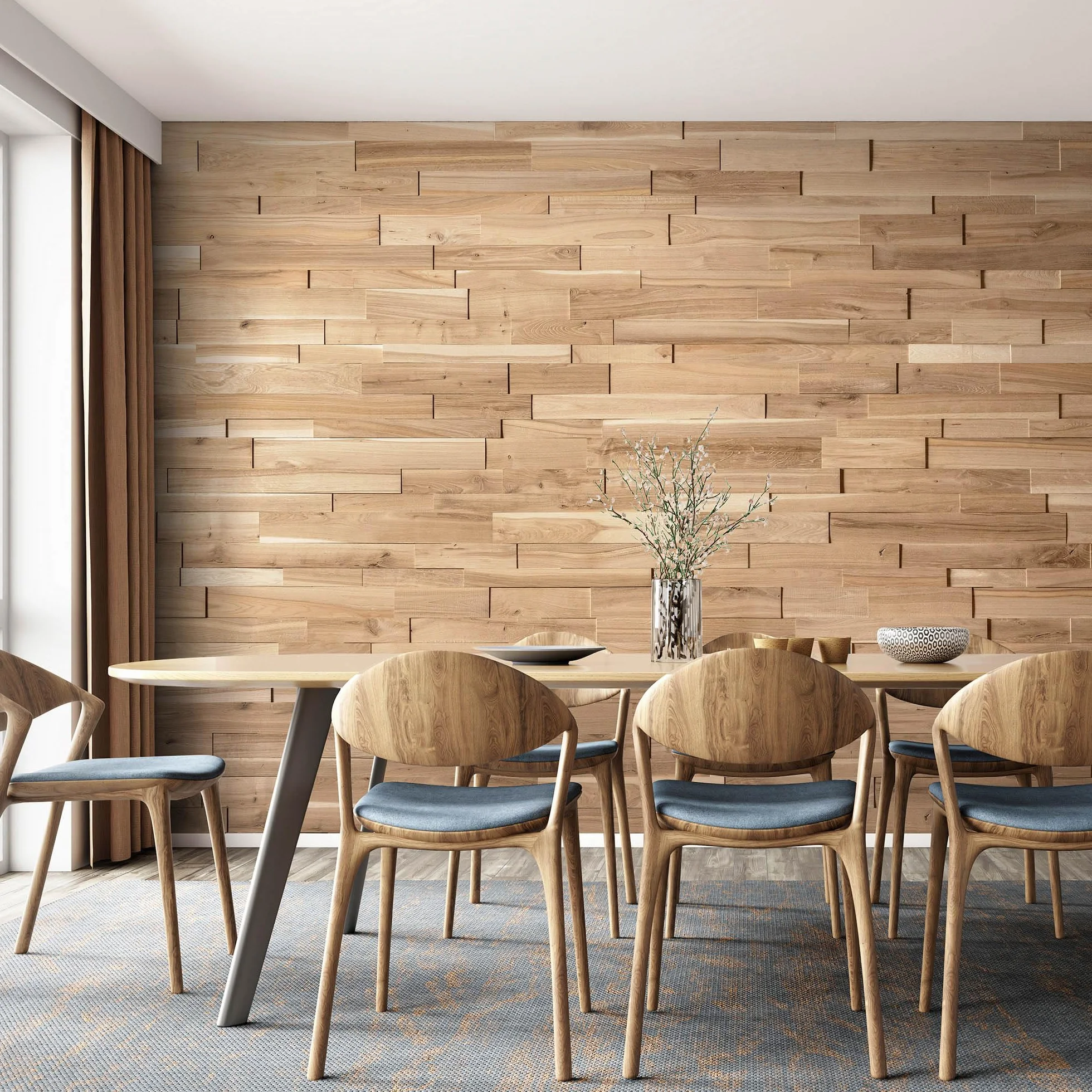 Wandverkleidung aus Eiche, 3D Wandpaneele, Wooden Wall Design, model OZO Rustic (1m2)