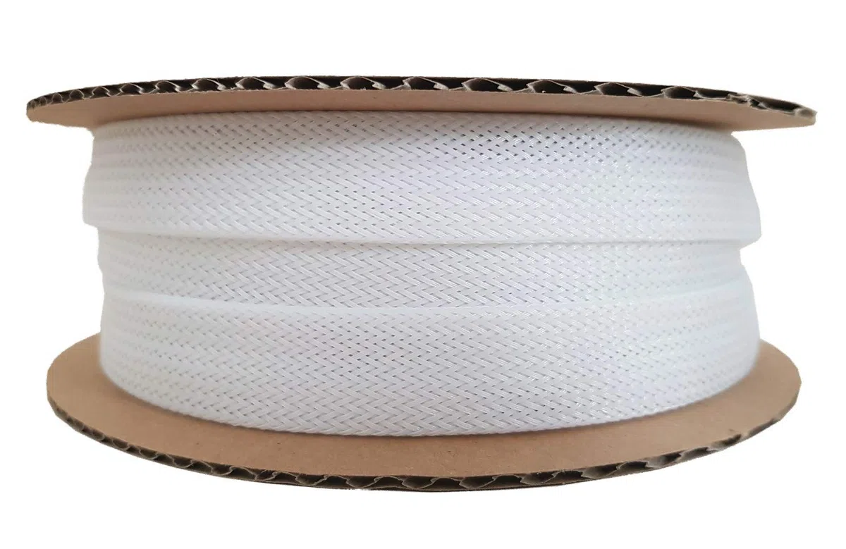 netproshop Geflechtschlauch für Kabelschutz -Isolation und -bündelung Größen ab 2-4mm bis 25-50mm, Farbe:Weiss, Größe:14-30 mm - 25 Meter