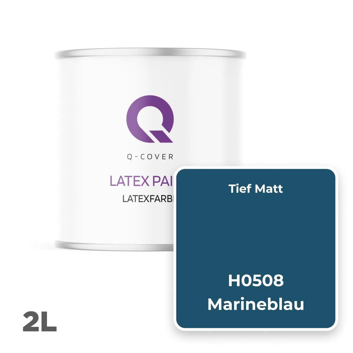 Latexfarbe 2L Marineblau – Matte Innenfarbe für Wand & Decke, Klasse 3, Hohe Deckkraft, Scheuerfest