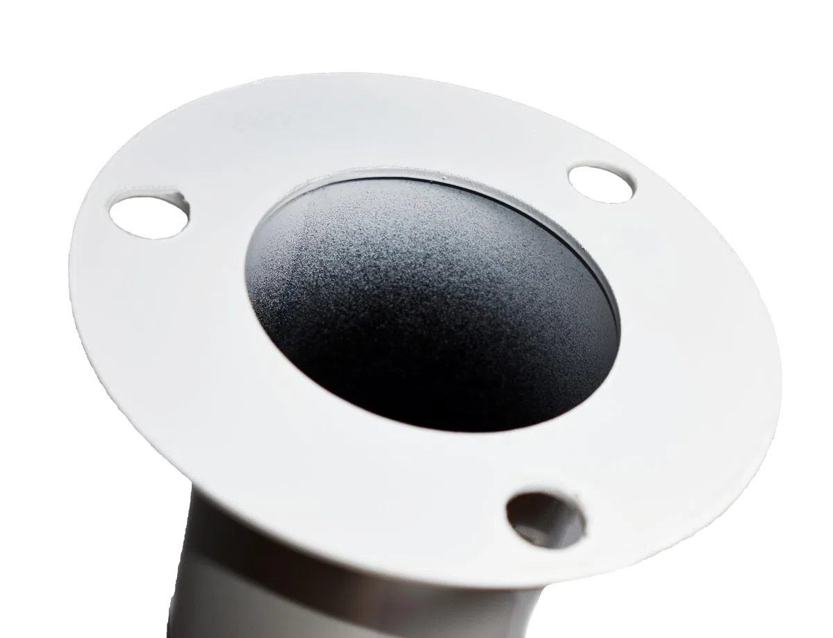 Absperrpfosten Metall Rot-Weiß Ø76mm H750mm 2 Ösen zum Stahl Robust Standfuß Stabil Park Poller Set Mit Befestigungsschrauben (2 Stück)