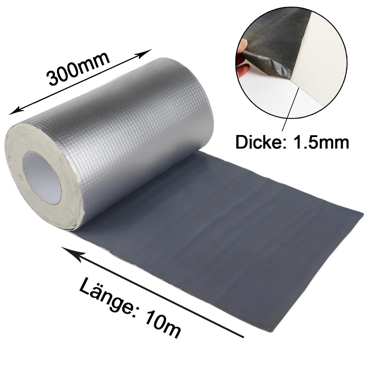 Aluminum Butylband Wasserdichtes Klebeband 30cmx10Mx1.5mm (T) Butyl Dichtungsband Alufolie Selbstklebend Reperaturband zum Abdichten und Befestigen für Lecks,BOMEI PACK
