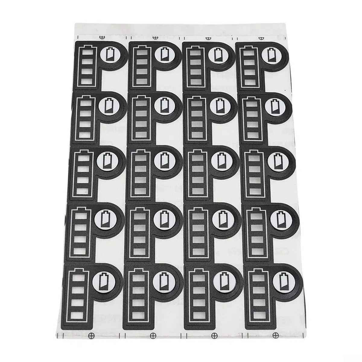 20 Stück Akku-Kapazitäts-Schlüssel-Aufkleber für BL1830 BL1430 18 V 14,4 V Lithium-Batterie-Ersatz – schwarze Papieretiketten 22 x 19 mm