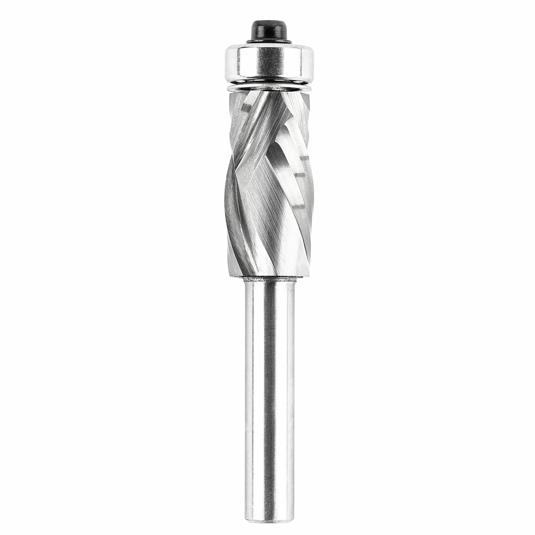 SpeTool Spiral Bündigfräser 8mm Schaft Kompressions Cut Fräser für Oberfräse 12mm Schnittdurchmesser 25mm Schnittlänge Kopierfräser mit Anlaufring Oben VHM zum Holzbearbeitung Zurechtschneiden