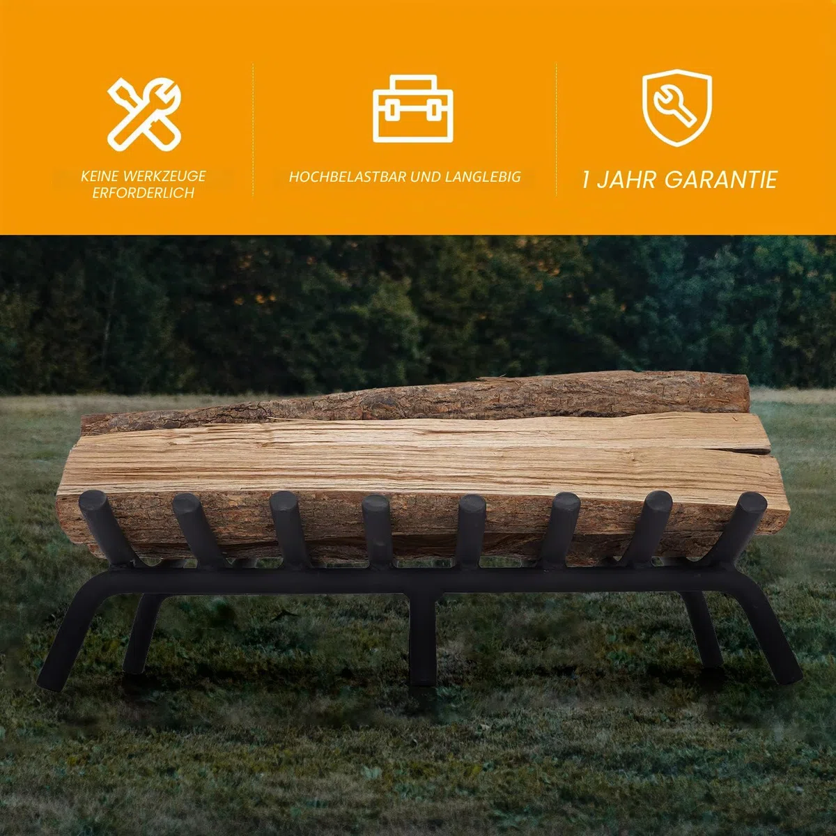 Kaminrost, strapazierfähig, Kaminholzhalter, Roste, massiver runder Stahl, für drinnen und draußen, Camping, Kamin, Holzverbrennung, Kaminzubehör, Werkzeuge (20 inch)