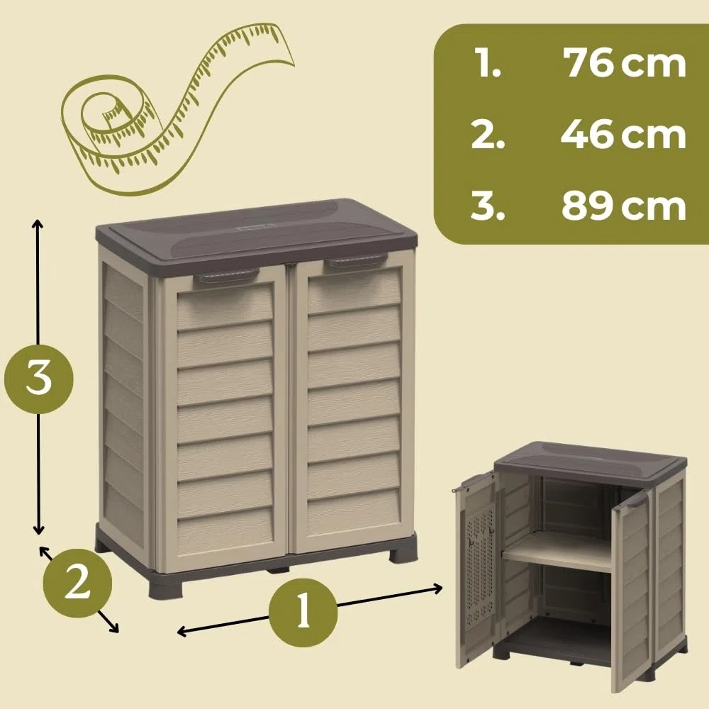 Gartenschrank Wetterfest Outdoor Kunststoff Schrank Kunststoffschrank Mehrzweckschrank Balkonschrank Geräteschrank Terrassenschrank Kellerschrank