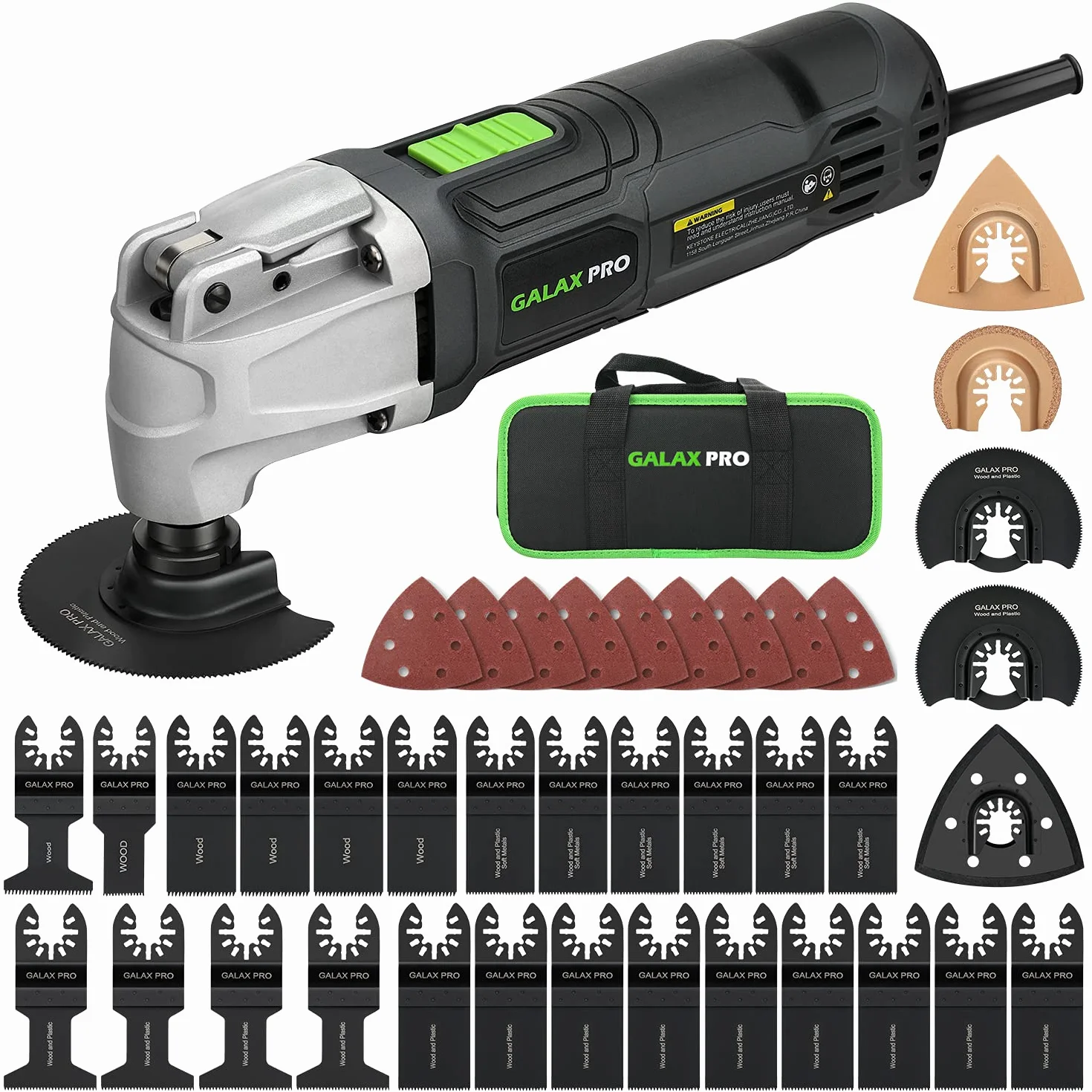 GALAX PRO Oszillierende Werkzeuge, 6 variable Geschwindigkeiten, 15000-22000RPM Multifunktionswerkzeug, 260W, 40-teilig, Zubehör mit Schnellspanner Multifunktionsklingen mit Tragetasche