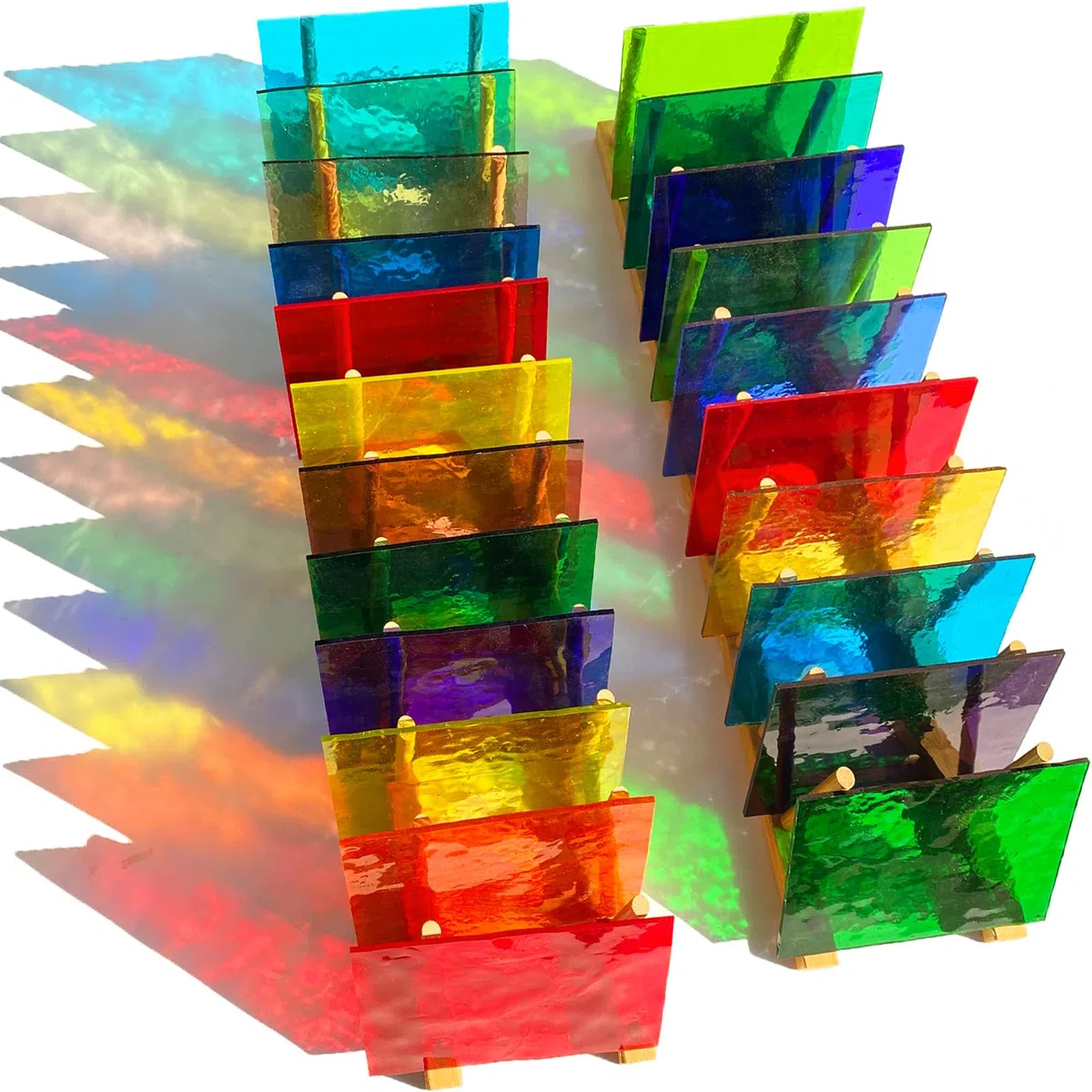 24 Bögen Regenbogen-transparente Buntglasscheibe, Vorteilspackung, 15,2 x 10,2 cm, Kathedralenkunst, Glasmosaikfliesen zum Basteln, Buntglaszubehör für Buntglas- oder Mosaikprojekte