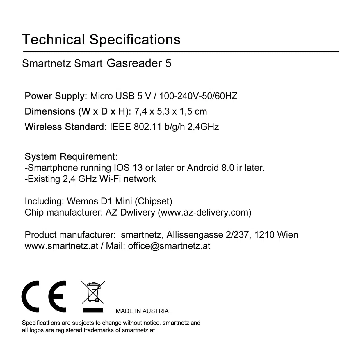 Smartnetz Smart Gas Reader 5 BK4 / BK G4- WiFi mit APP Anbindung & Tasmota INAPP Fernsteuerung | WLAN | MQTT | HOMEASSISTANT | Für alle BK4 Modelle Gaszähler AUSLESEN (Gasreader 5)