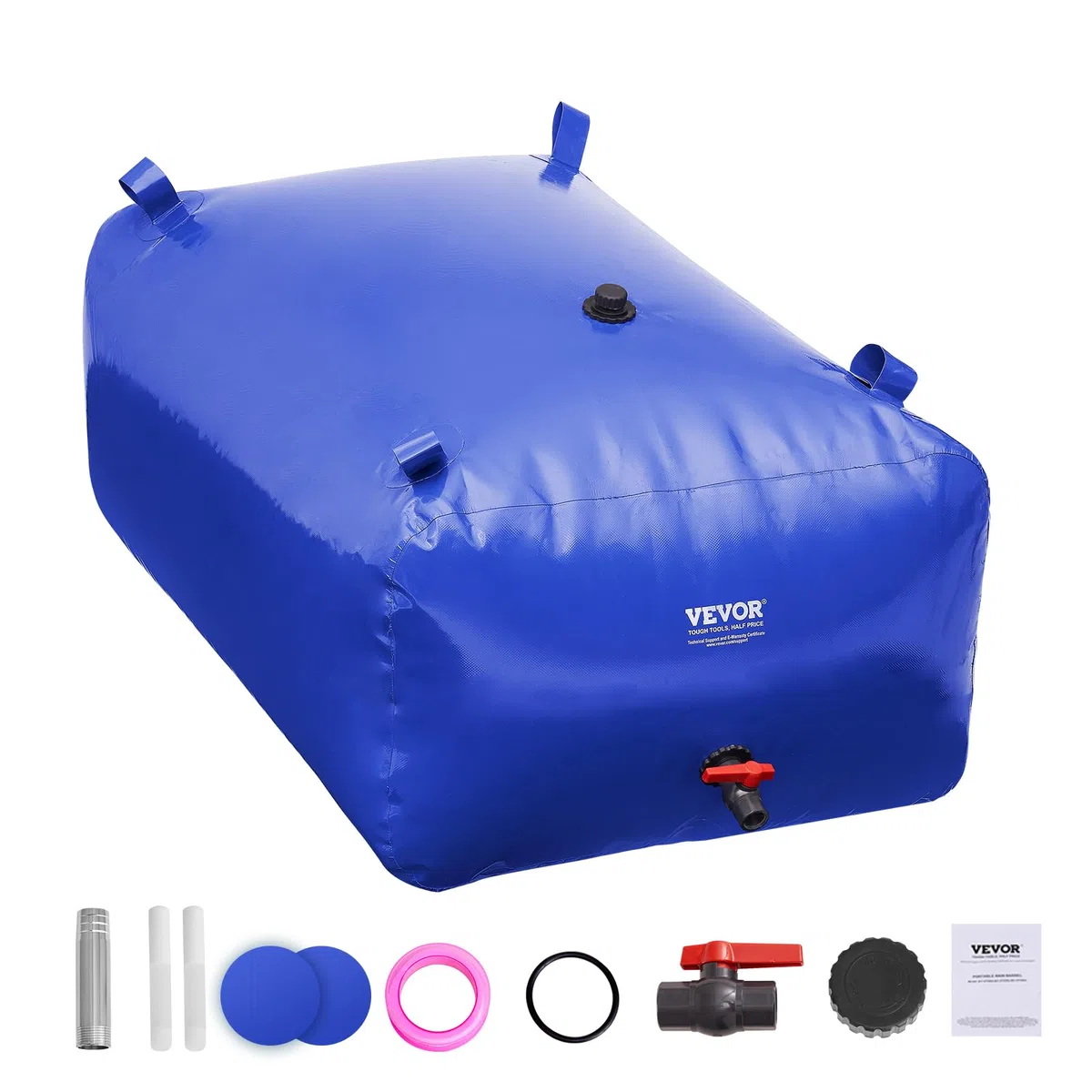 VEVOR 400L Wasserblasen Aufbewahrungsbehälter, Wassertank, 1000D blaues PVC, zusammenklappbare Wasserspeicherbehälter, Wasserbeutel mit großer Kapazität, tragbarer Wasserbehälter, Brandschutz, Camping
