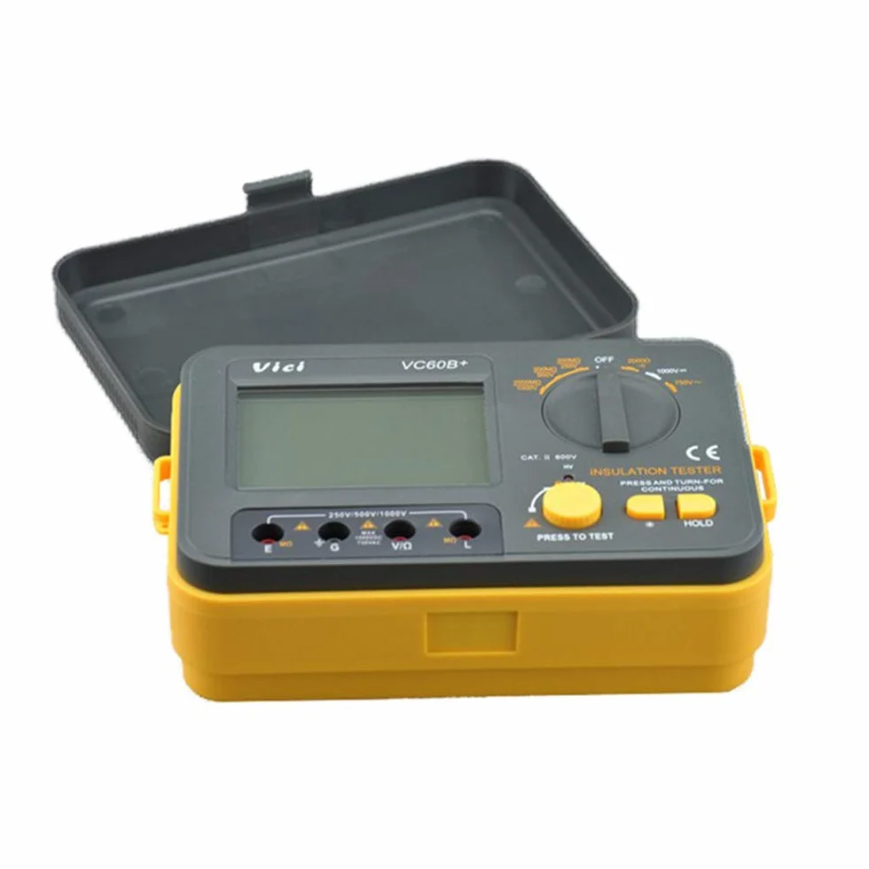 VCB60+ Megger Megohm 1000V 0.1~2000MΩ Digitaler Isolationswiderstandstester (schwarz + orange)