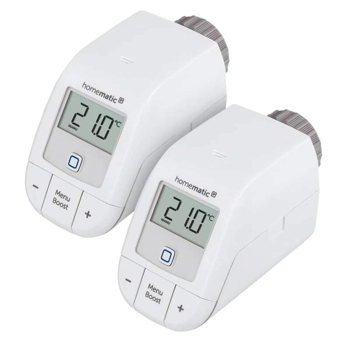 Homematic IP 2er Set Smart Home Heizkörperthermostat – Basic, digitaler Thermostat Heizung, Steuerung per App, Alexa, Google Assistant, einfache Installation, Energie sparen, 156541A0