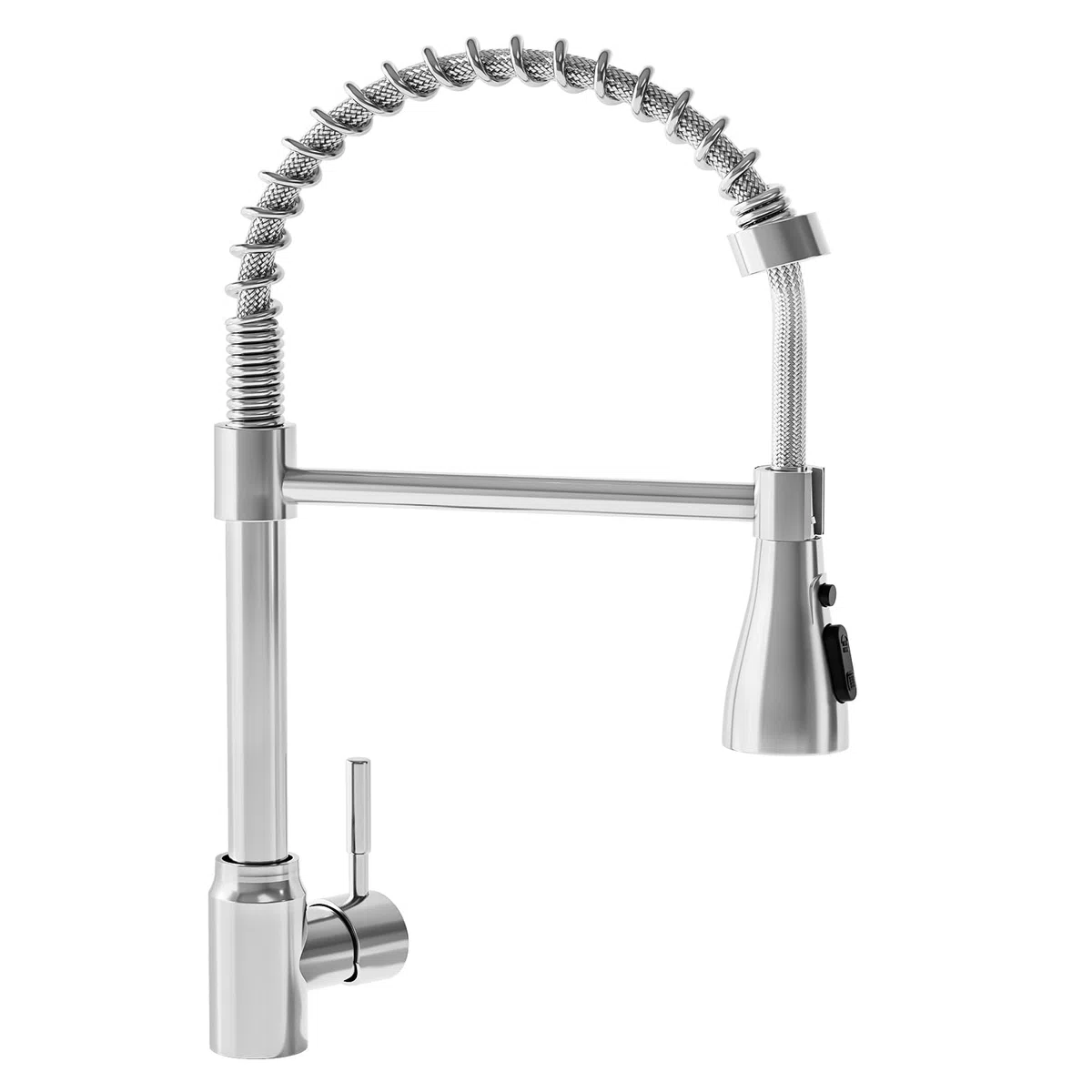 Einhebel-Küchenarmatur aus Edelstahl (Grohe-Style), Hochglanz-Chrom-Oberfläche (Silber) – inkl. Montagezubehör, kompatibel mit britischen Standardanschlüssen (Drahtumwickelt, Silber)