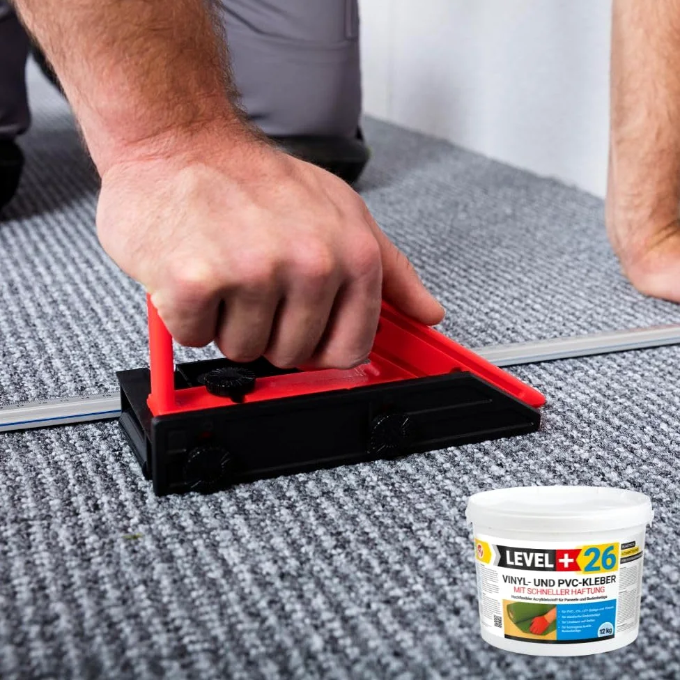 26 Vinylkleber PVC LVT CV Paneele Teppich 6kg Vinyl Fliesen Bodenbeläge Flex Klebstoff Bodenkleber Lösemittelfrei Schnelle Haftung + 2 St. Zahnspachtel Set