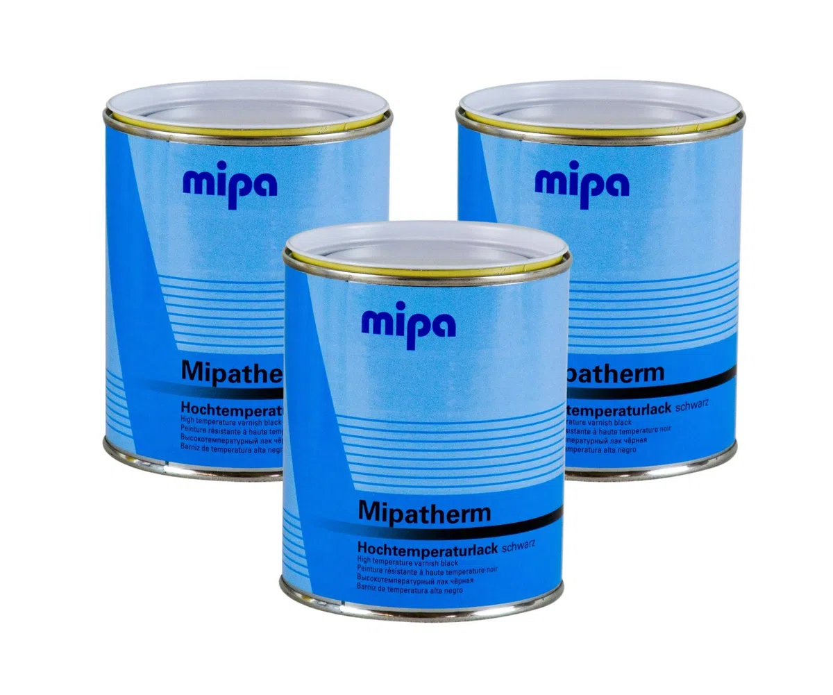 3x MIPA Mipatherm Schwarz Thermolack Ofenlack hitzebeständig bis 800°C 750 ml