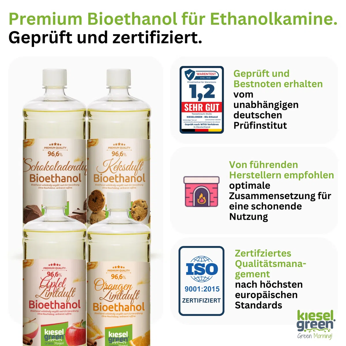 Bioethanol 12 x 1 Liter mit Duft für Ethanol-Kamin, viele Sorten - Bio Ethanol als Raumduft in vielen Duftnoten - Parfüm für Bio Ethanol Kamin Indoor oder Bioethanol Tischfeuer (M4)