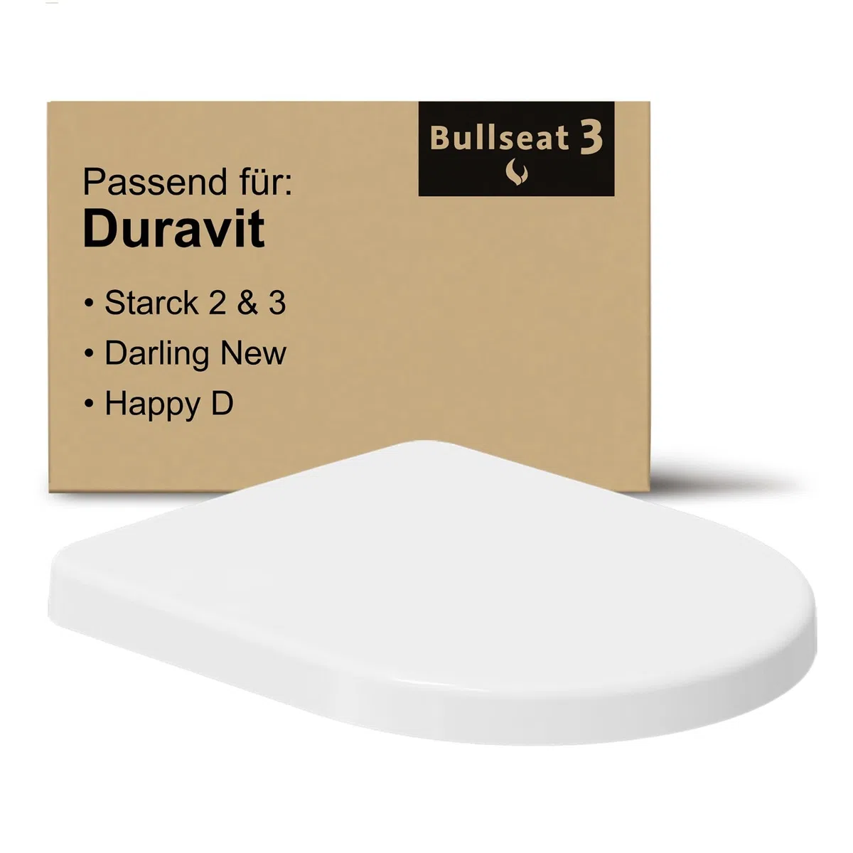 Bullseat WC Sitz passend für Duravit Starck 2, Starck 3 | Toilettendeckel mit Softclose Absenkautomatik | Abnehmbar mit Quick-Release | Antibakterieller Duroplast | Edelstahlbefestigung