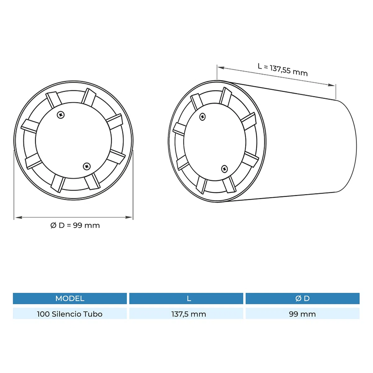 Albatros Rohrventilator 100mm Silencio Tubo - Extra Leise und Leistungsstark - Innovativer Rohr-Lüfter für Bäder, Küchen und Wohnräume - Schafft ein angenehmes Wohlfühlklima