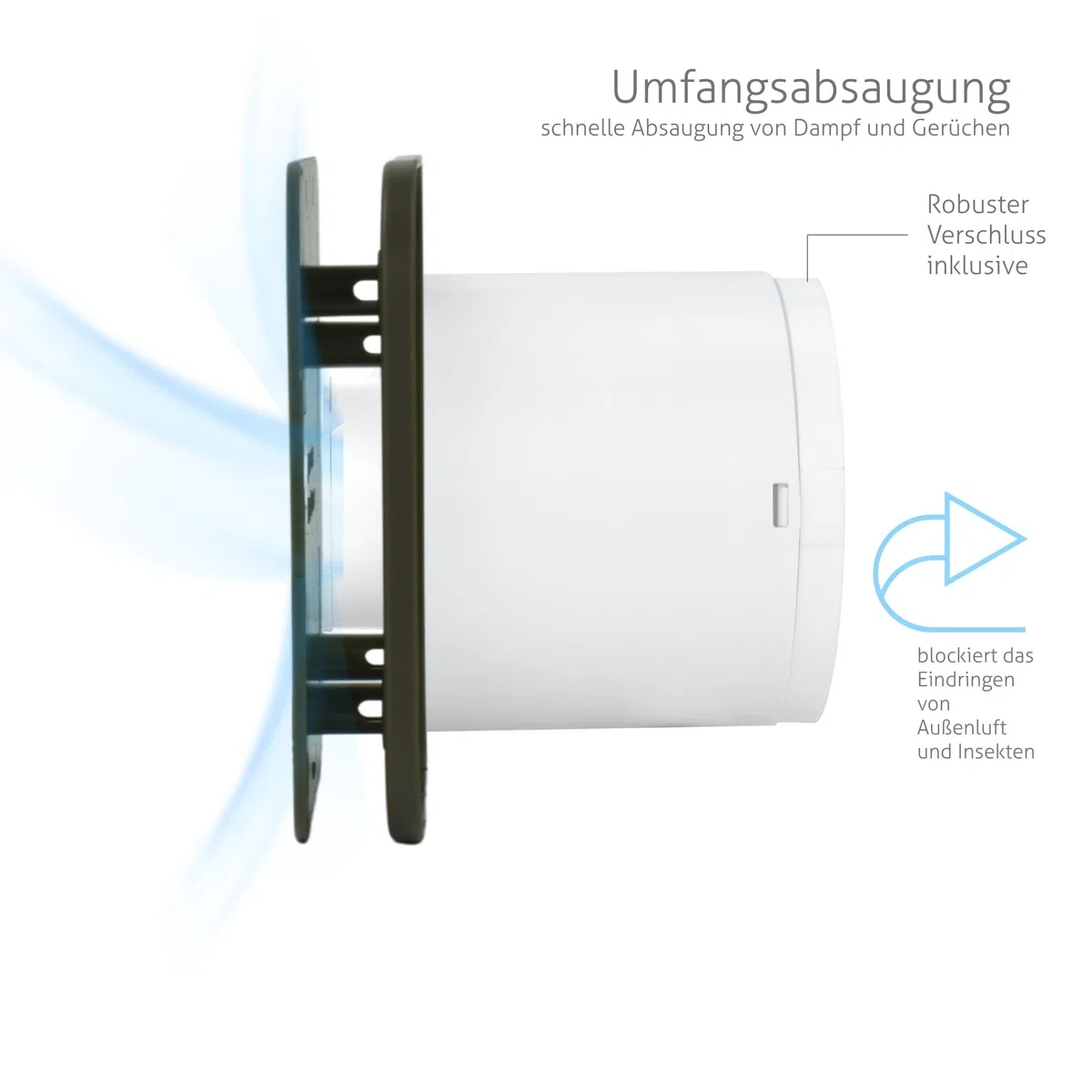 Turbionaire TREND 100 SDSG Abluftventilator, für Badezimmer, Küche, Wand/Decke, Frontplatte dunkles Dark Sage Gray Matt, Durchmesser 100 mm, 85 m3/h, 35 Pa, Rückschlagventil, geräuschlos 33 dB, IPX4