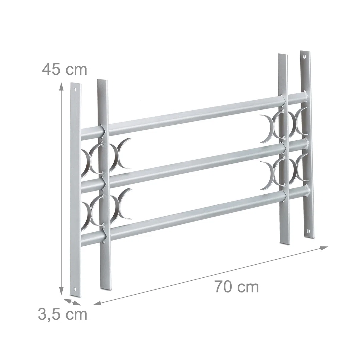 Relaxdays Fenstergitter Einbruchschutz, ausziehbar, für außen, Stahl, 450 x 700-1050 mm, Sicherheitsgitter, grau