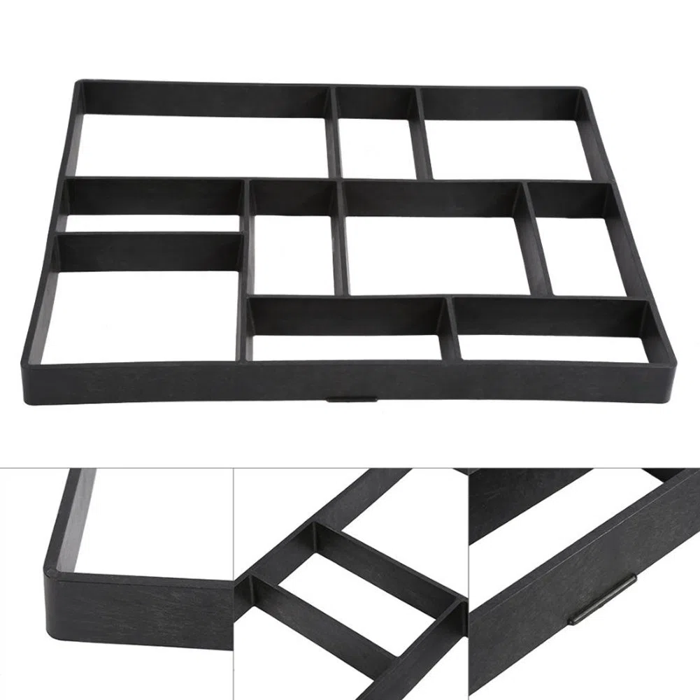 Beton Form, 60,5 x 50 x 4,5 cm Garten DIY Beton Pflastersteine Sprungbrett Form wiederverwendbar Weg Walk Maker Maschine Walk Way, Schwarz