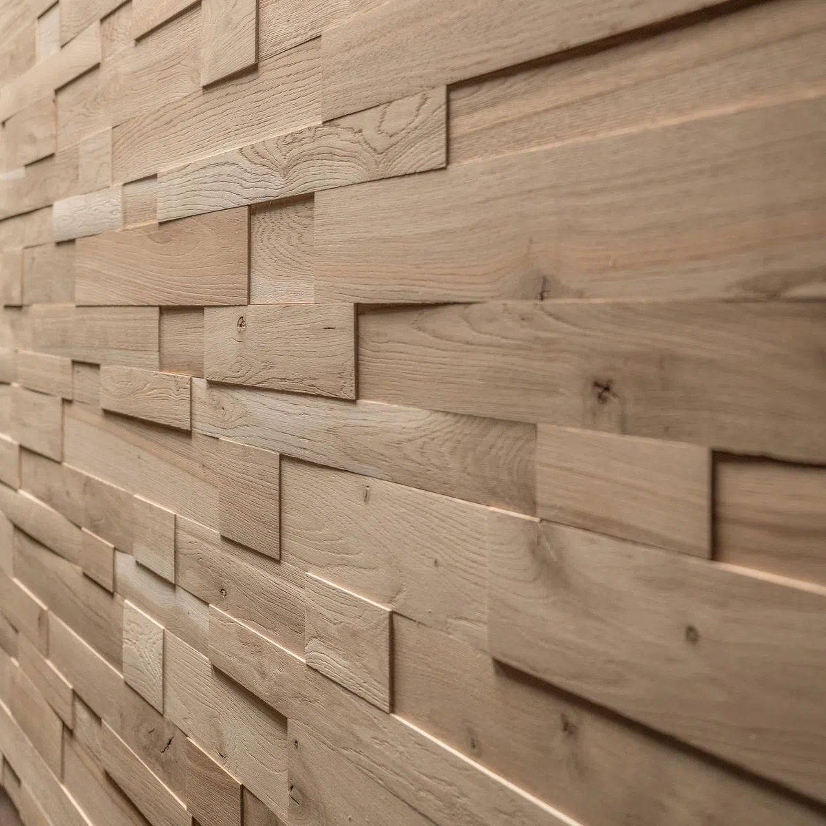 Wandverkleidung aus Eiche, 3D Wandpaneele, Wooden Wall Design, model OZO Rustic (1m2)