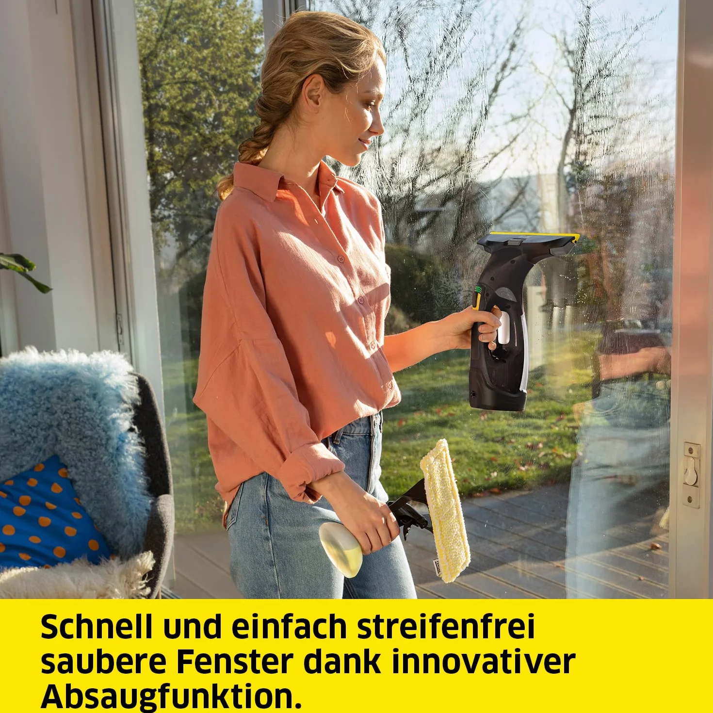Kärcher WV 5 plus N Black edition, Akkulaufzeit: 35min, 2 Absaugdüsen - schmal/breit, Sprühflasche mit Mikrofaserbezug, Fenstereiniger-Konzentrat 20ml