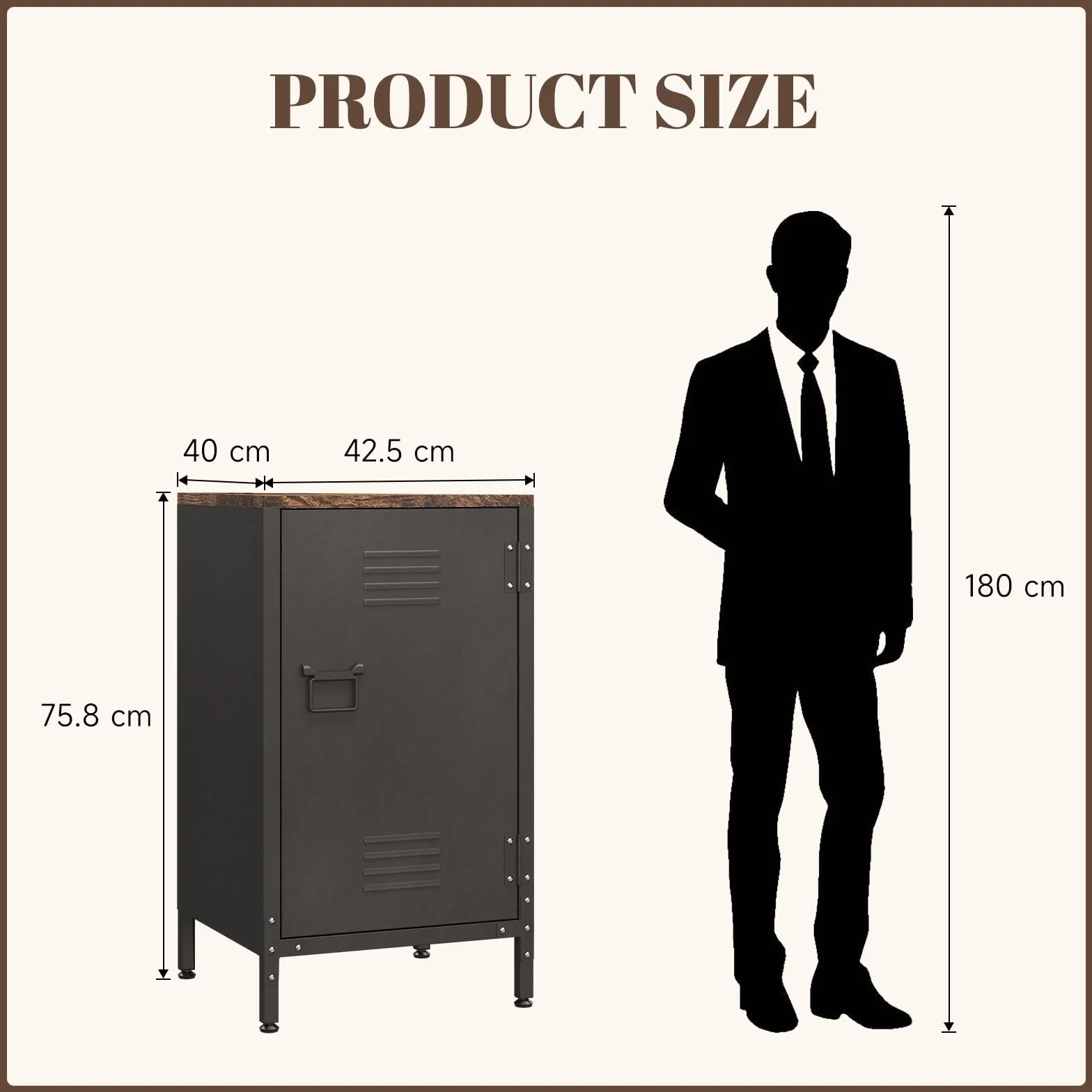 Sightlife Metallschrank Beistellschrank Sideboard Nachttisch Nachtschrank Kommode Schrank im Vintage-Stil verstellbar Einlegeboden Schränkchen für Wohnzimmer Schlafzimmer Metall (43B x 40T x 76H cm)