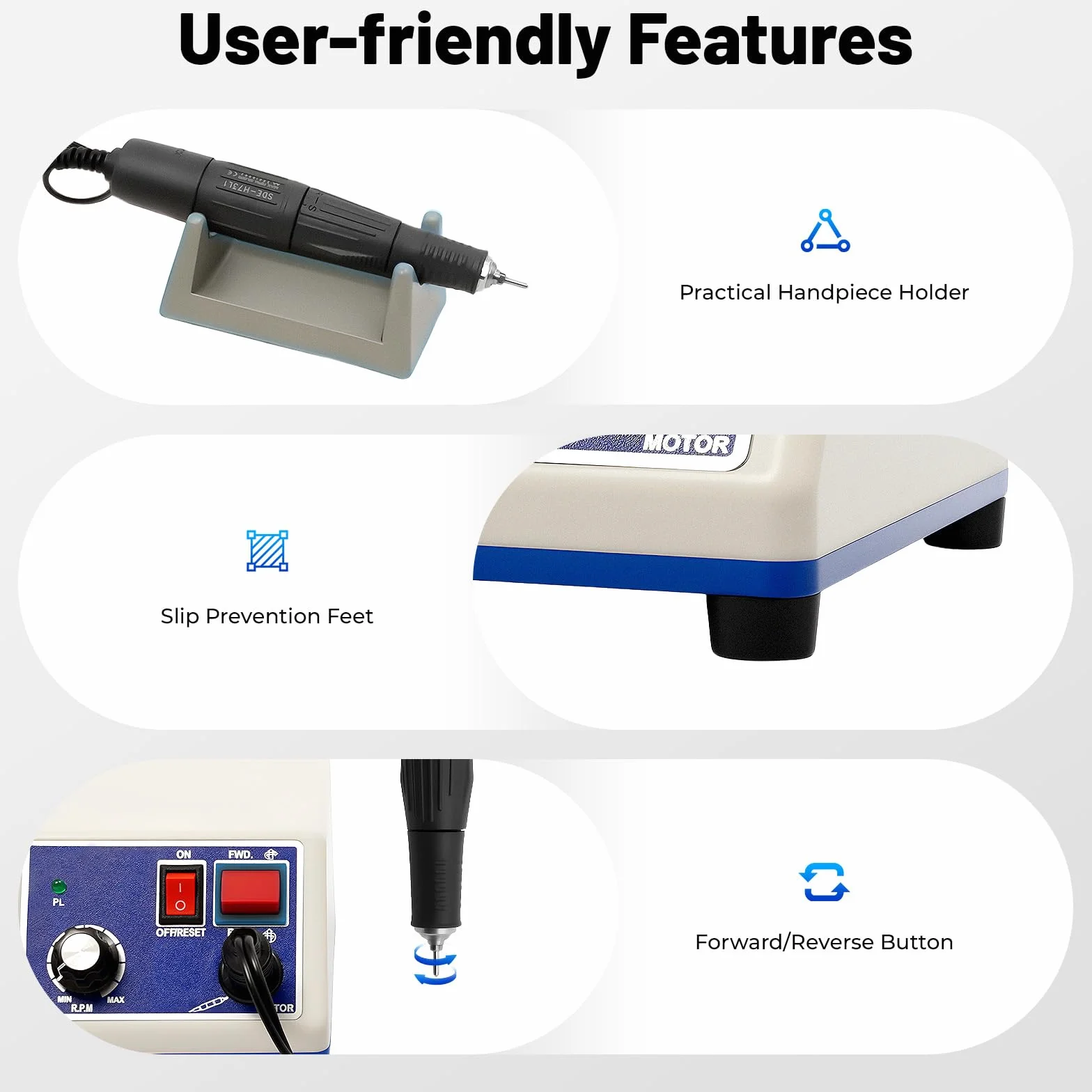 Labor Mikromotor, Dental Marathon Mikro-motor Micromotor mit Handstück und Winkelstück, 0-35000 U/min Dental Polierer Fußpedal, Polierer Labor Handstück, für Juwelier, Modellbau