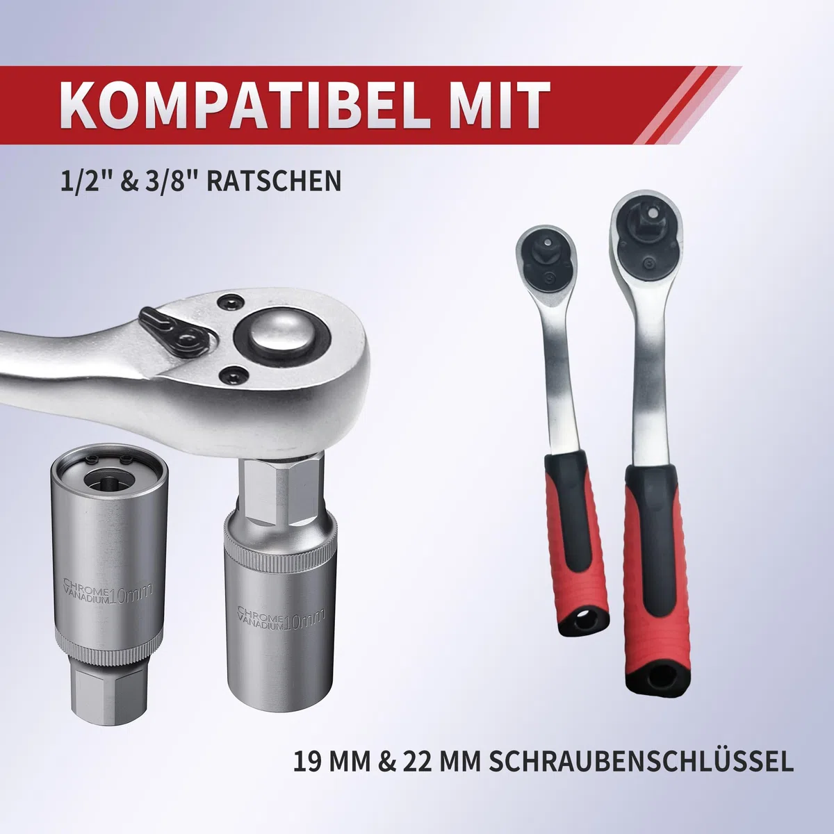 CCLIFE Schrauben-& Bolzen-Extraktor Steckschlüssel-Set, 3/8"(9 Größen 10–19mm)+1/2"(4 Größen 6–12 mm)+M3–M18 Schraubenextraktoren, aus Chrom-Vanadium-Stahl, Handbetrieb, für Auto-Reparatur&Heimwerker