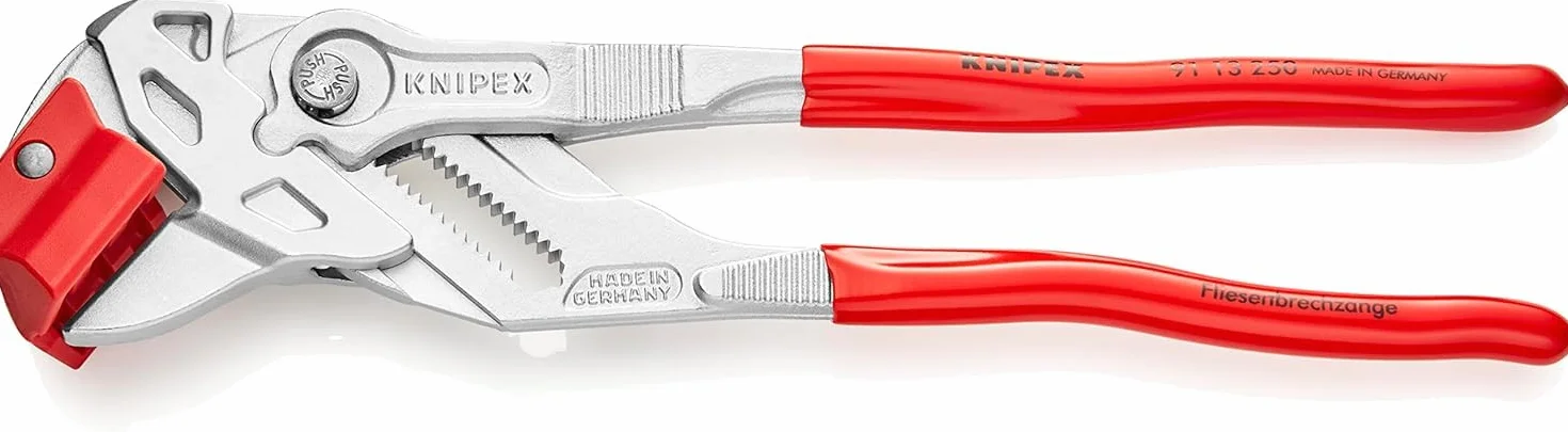 KNIPEX Fliesenbrechzange verchromt mit Kunststoff überzogen 250 mm, 91 13 250