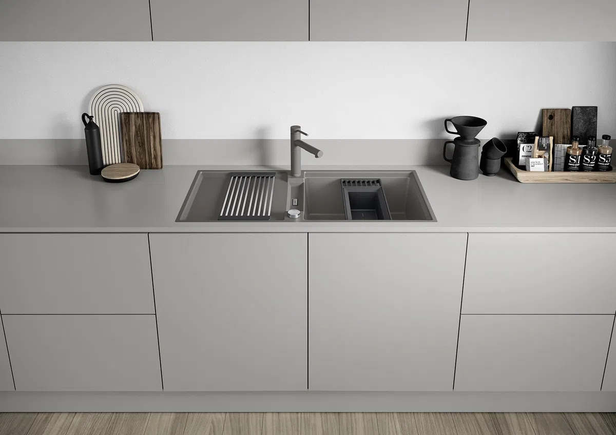 BLANCO Sink Drainer 2-in-1 | Kunststoff schwarzgrau | Multifunktionale Rahmen- und Resteschalenkombination mit integrierter Abtropffläche | bei allen Silgranit Spülen (40cm Tiefe) | [18x39,5x10,3 cm]